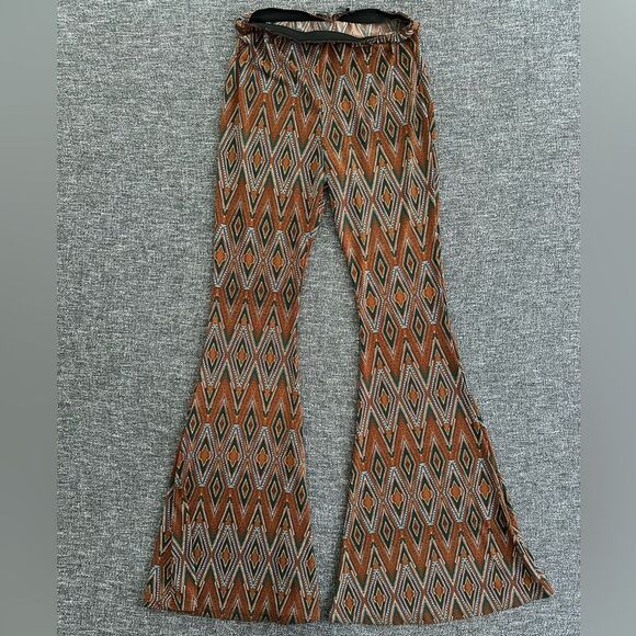 Lovely Day Pants - Lovely Day Retro Diamond Flare Pants in Brown and Black